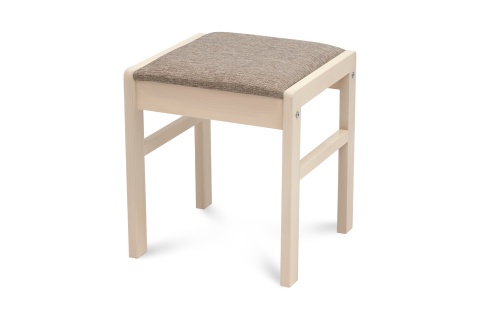 Табурет Модерн с мягкой крышкой выбеленная береза / темно-бежевый