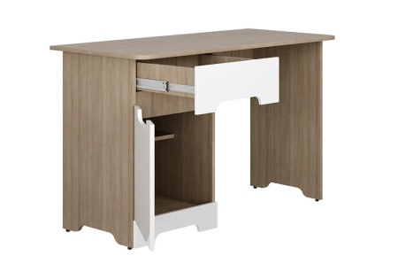 Стол письменный Палермо-3 Юниор ясень шимо светлый / белый глянец