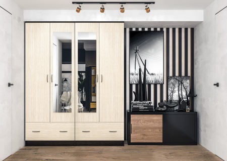 Шкаф Рига 4-х Створчатый с Зеркалом ШК-4 Разные Цвета/Ш-1600 х В-2120 х Г-520 мм