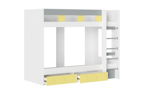 Двухъярусная кровать Кубо белый / грин грей софт / солнечно-желтый