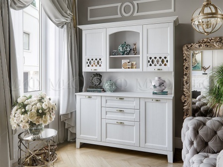 Буфет Милан с Карнизом МДФ/Белый Текстурный(Ш-1640 x Г-600 х В-2017)