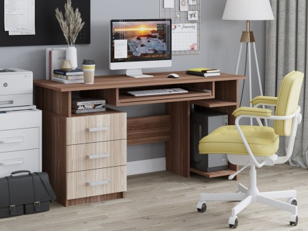  Стол Компьютерный Боско СК-9 Ясень Шимо Темный/Светлый (Ш-1400 х В-766 х Г-600 мм)