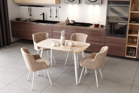 Обеденная группа SHT-DS277 дымчатый топаз / латте / белый муар