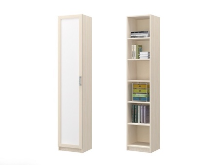 Шкаф ДЮ-09 Юнга-7 ЛДСП Белый ХДФ+Рамочный Профиль/Ясень Шимо Светлый (Д-450 x В-2200 x Г-400 мм)